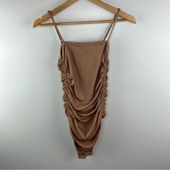 FREE PEOPLE On Your Side Ribbed Ruched Body Suit - Picture 2 of 6